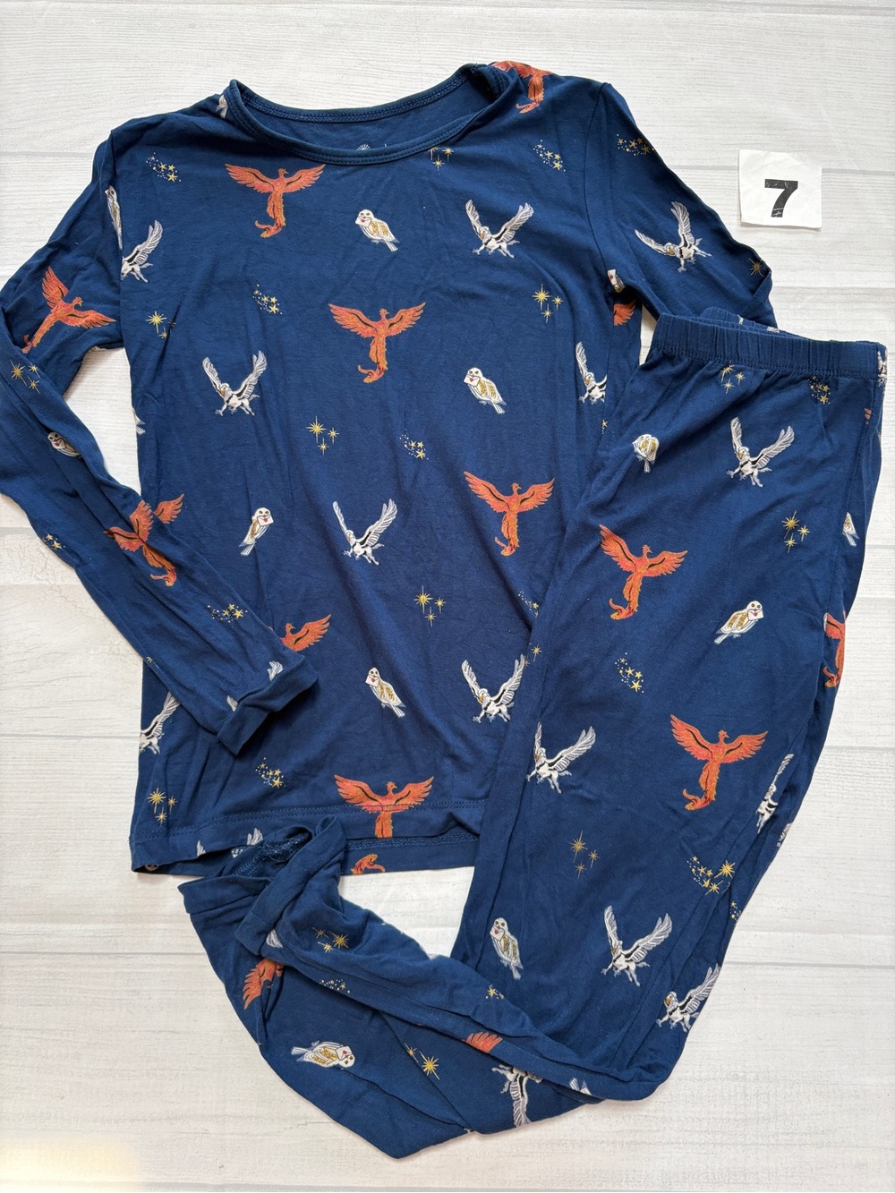 Kyte baby Harry Potter Navy Blue Owl & Phoenix Print Pajama Set